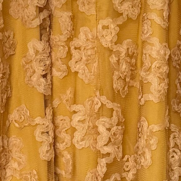 Notable Elegance Yellow Mesh Floral Applique Bustier Midi Dress Lulus - Picture 5 of 14